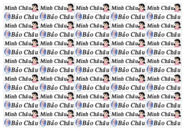 In tên dán đồ dùng học tập 70 cái kích thước 1x4cm