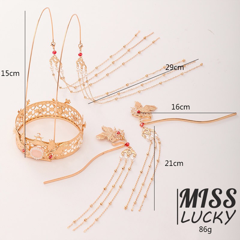 Bộ trâm và vương miện phong cách Trung Hoa cổ điển cho nữ