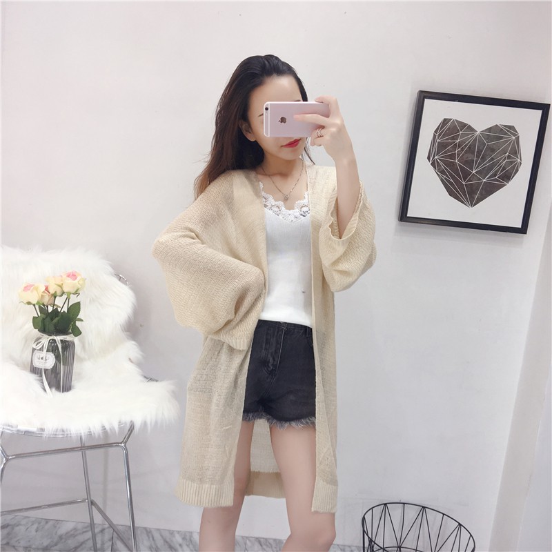 SUXI Áo Khoác Cardigan Dáng Dài