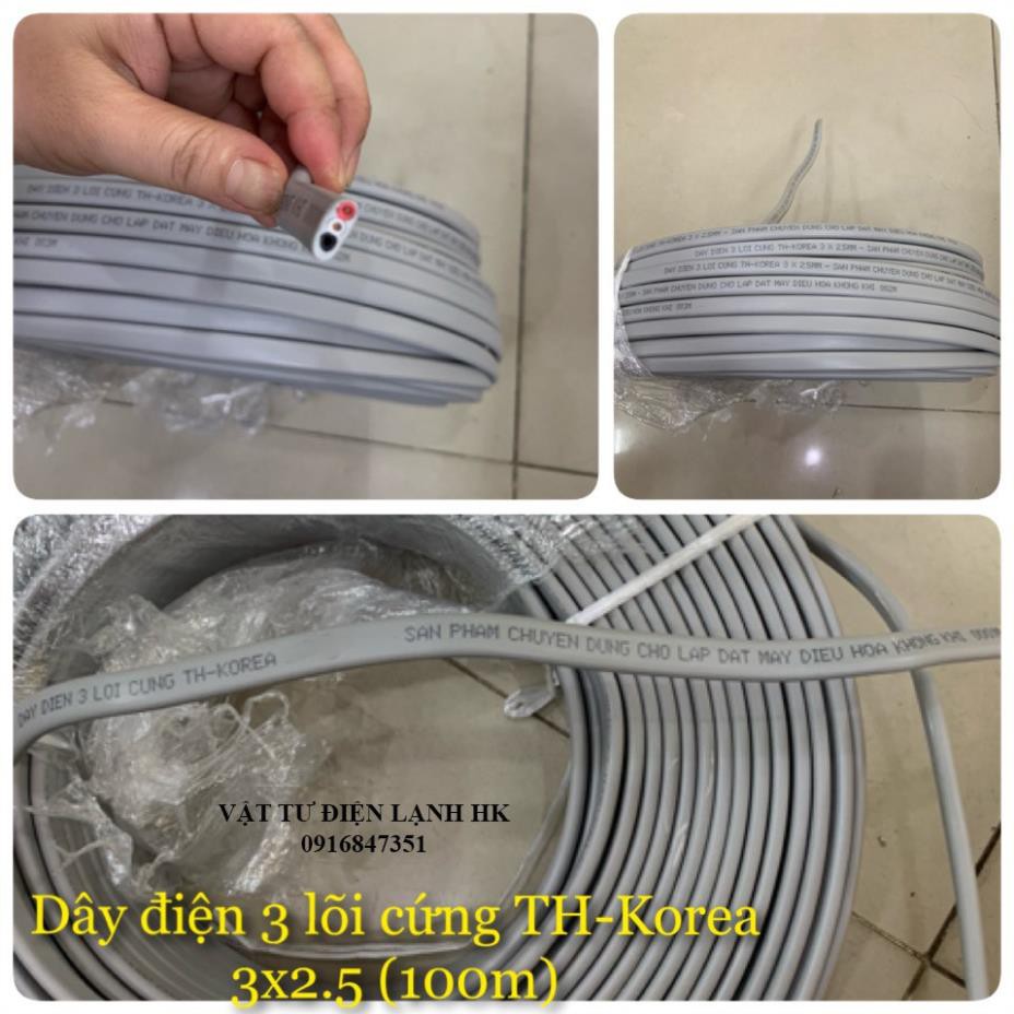 Cuộn 100m - Dây điện 3 pha lõi cứng chuyên dụng lắp điều hòa máy lạnh