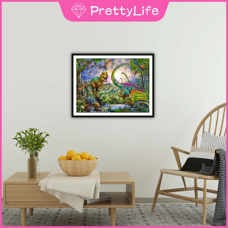 Bộ tranh đính đá 5D họa tiết khủng long độc đáo kích thước 30x40cm DIY dùng trang trí