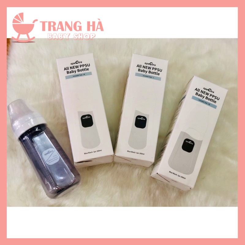 CHÍNH HÃNG Bình Spectra PPSU Màu Xanh Đen Hàn Quốc 160ml/260ml FULL Size Núm (0~3m/ 3~5m/ 5~7m/ &gt;7m)