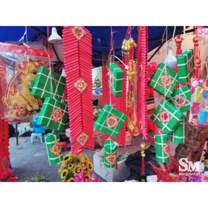 Mô hình dây pháo giả handmade trang trí tết siêu ưng