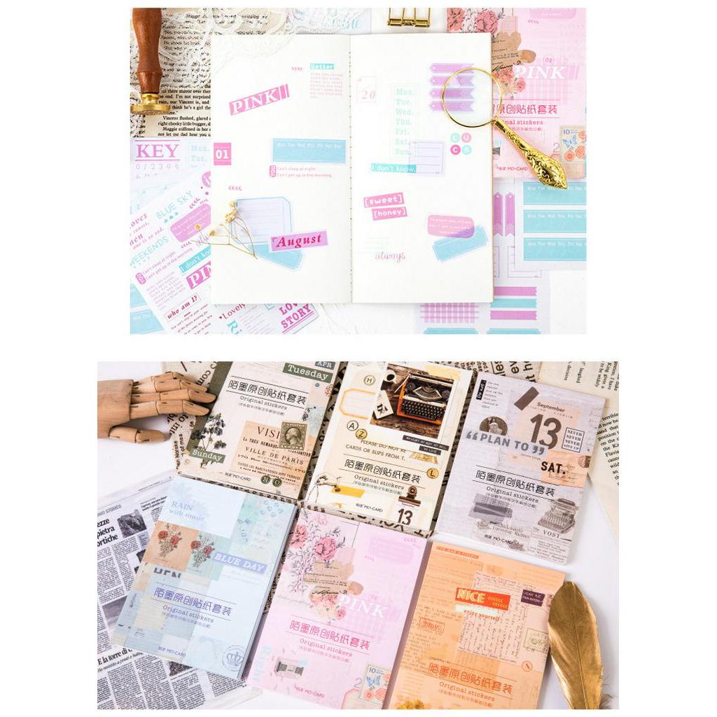DecorMe Sticker phong cách vintage 10 miếng nhiều hình trang trí sổ tay bullet journal