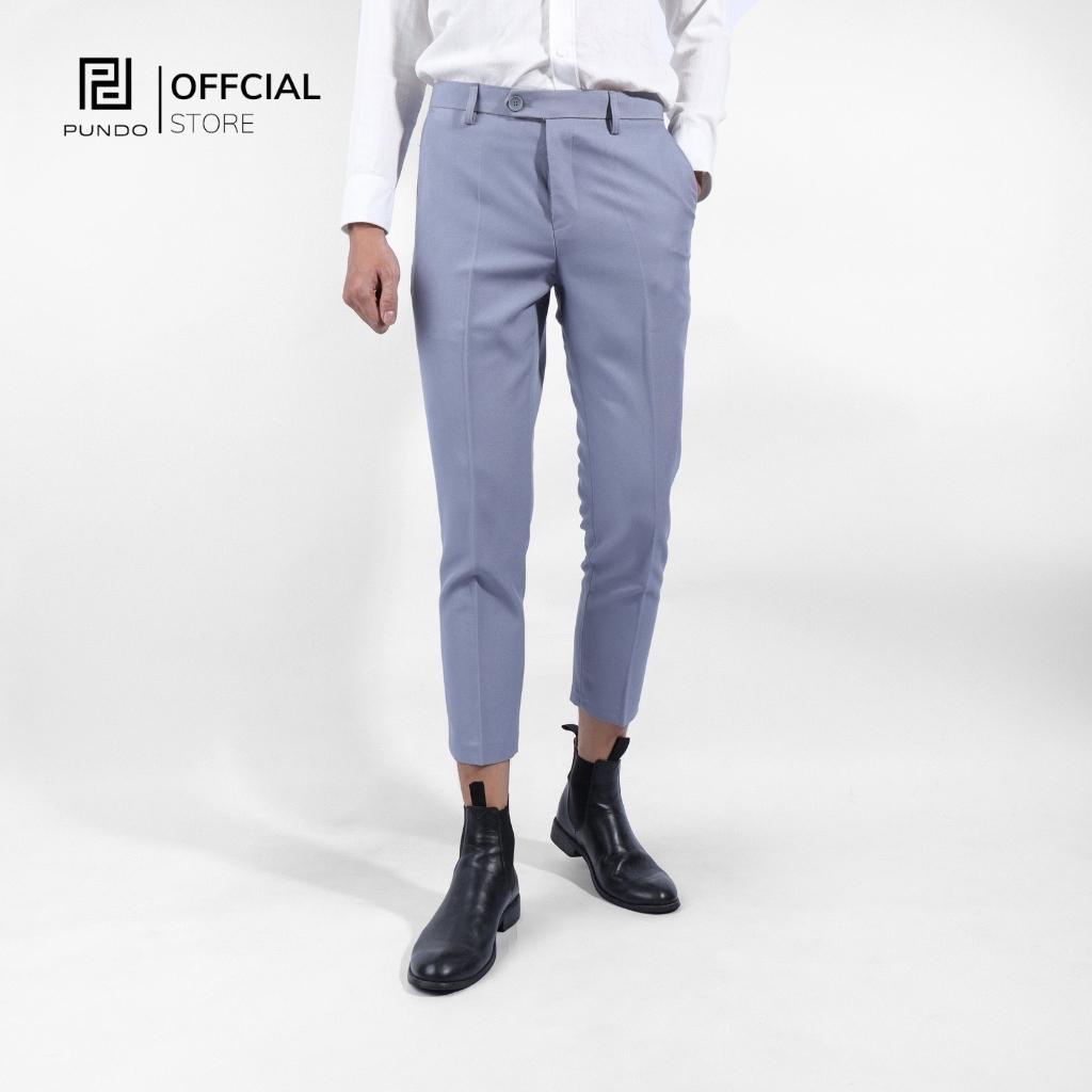 Quần âu nam cao cấp PUNDO màu basic thiết kế ống suông dáng ôm co giãn nhẹ QAPD04