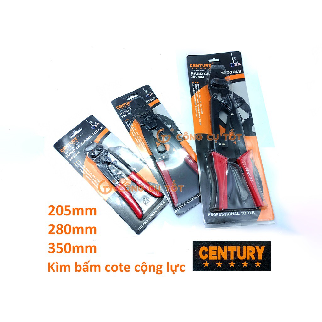 Kìm bấm cos cộng lực 205mm Century số 6 cho dây 1.25 - 5.5 mm², lõi tối đa Φ2.6mm