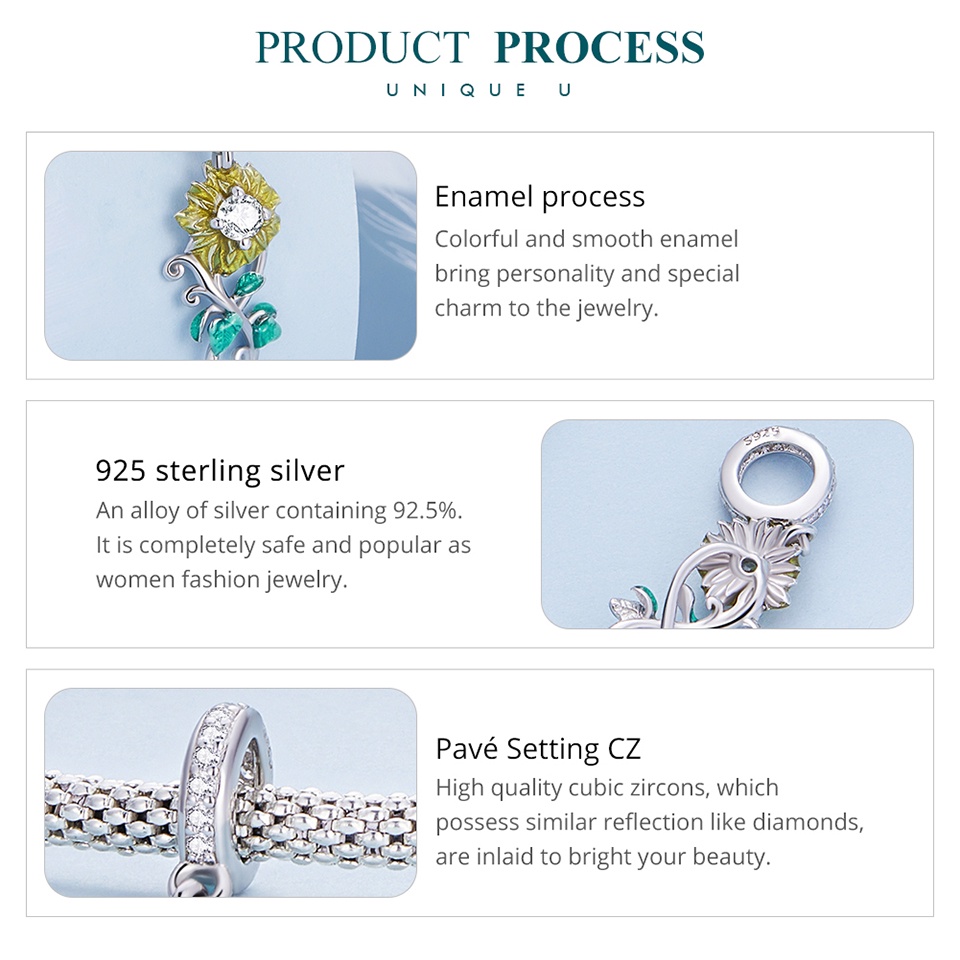 BAMOER Hạt Xỏ Lỗ Bằng Bạc 925 Dùng Làm Trang Sức Thời Trang DIY