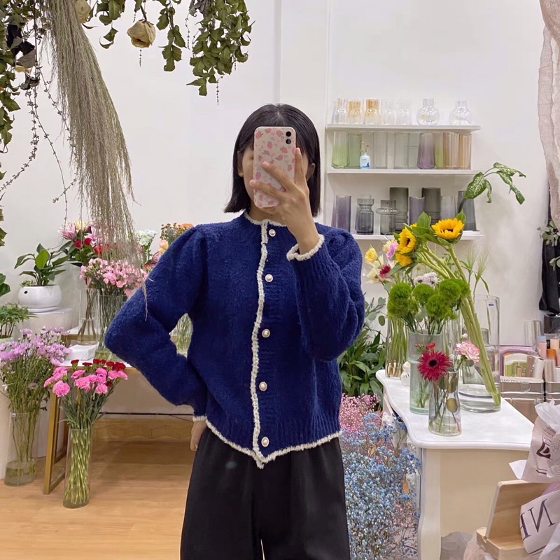 Áo len lông tiểu thư chạy viền