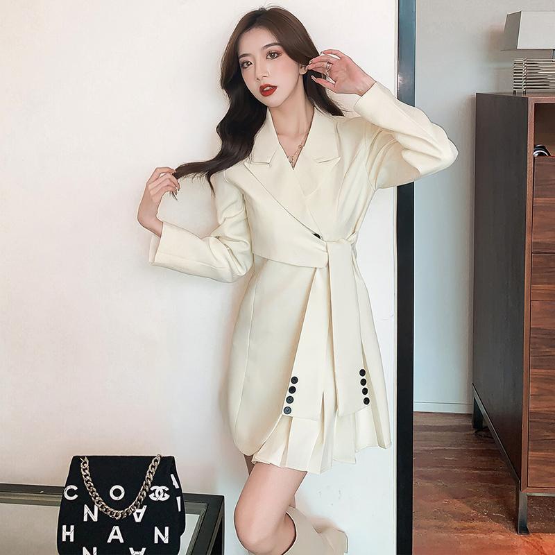 Đầm dài tay thắt dây ở eo thời trang thu đông cho nữ