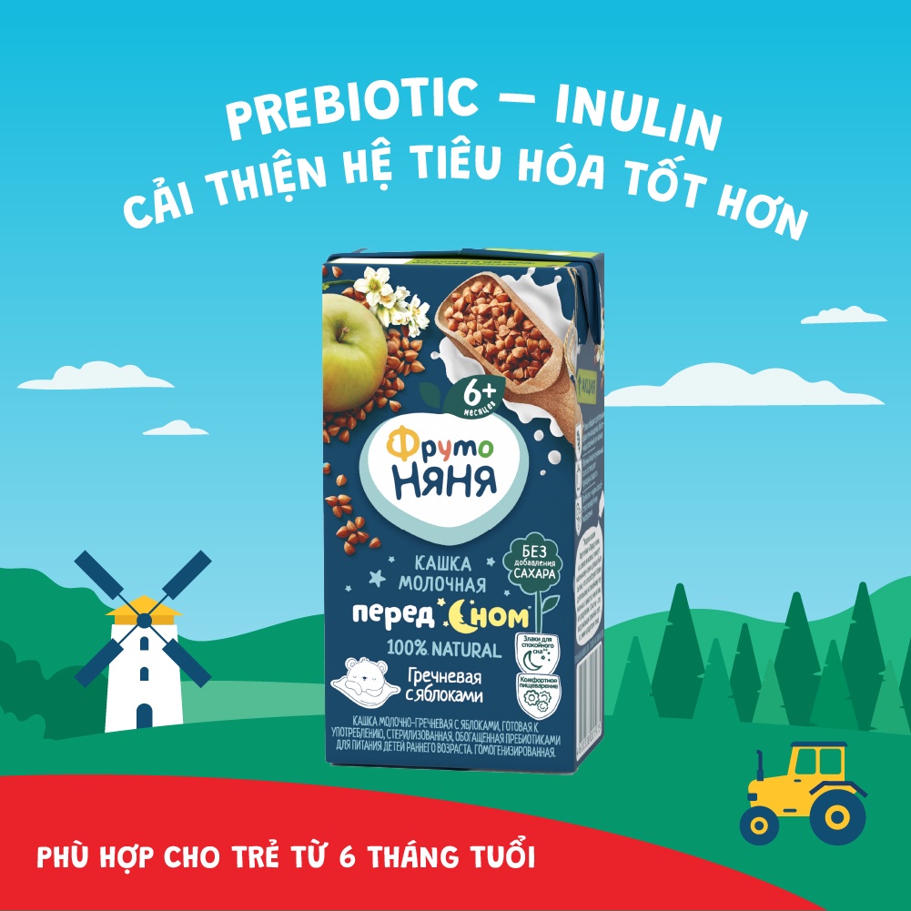 Combo 6 Hộp Sữa đêm kiều mạch vị táo Fruto Nyanya 200ml/hộp