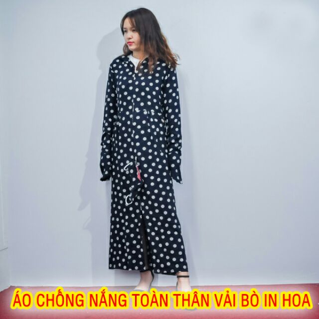 ÁO CHỐNG NẮNG TOÀN THÂN VẢI BÒ IN HOA