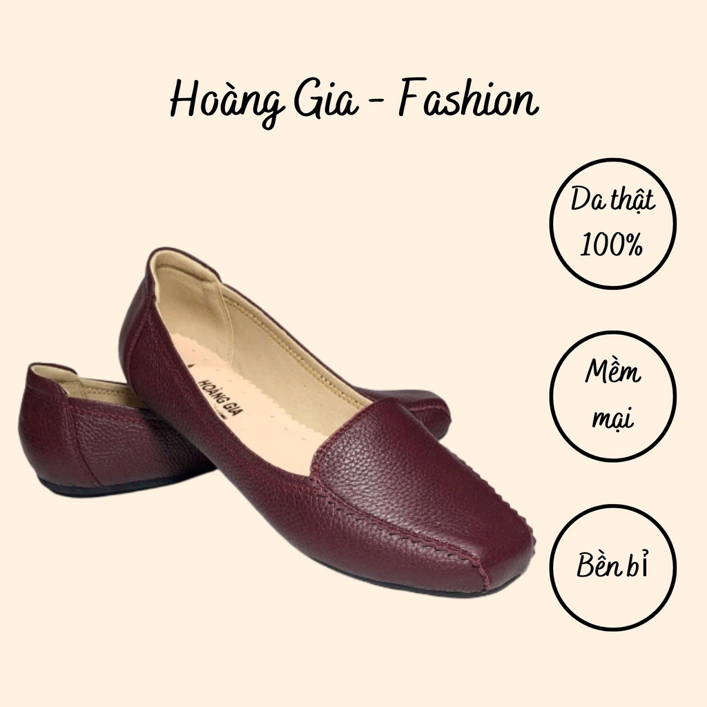 Giày búp bê mũi vuông đế bệt Da thật cao cấp ôm chân, mềm mại