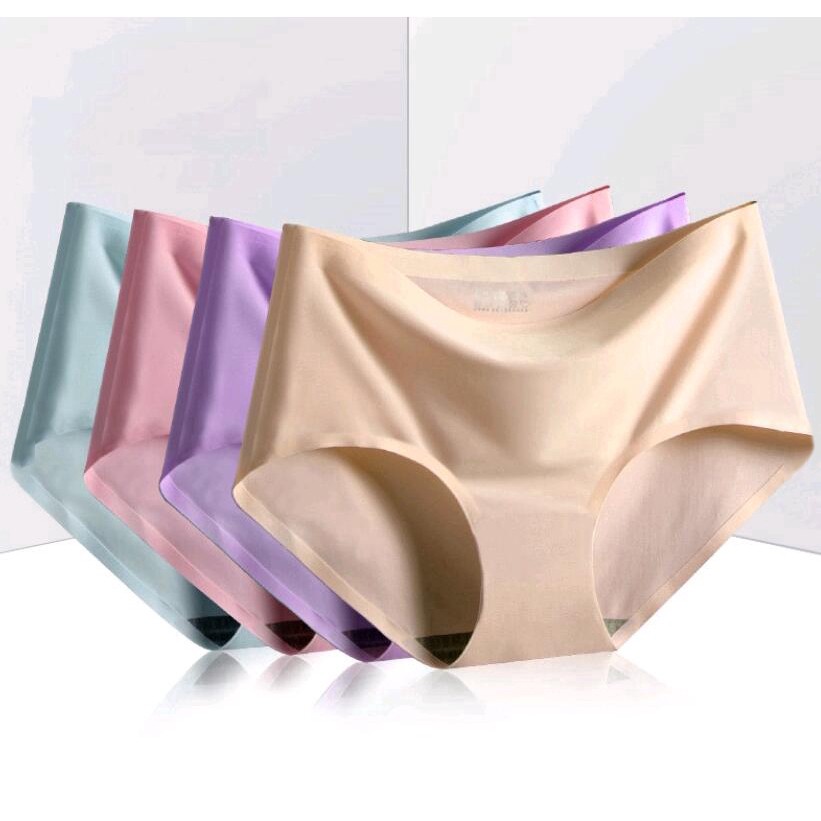 Quần Lót FINETOO Bằng Lụa Băng Không Đường May Màu Trơn Thoáng Mát Cho Nữ