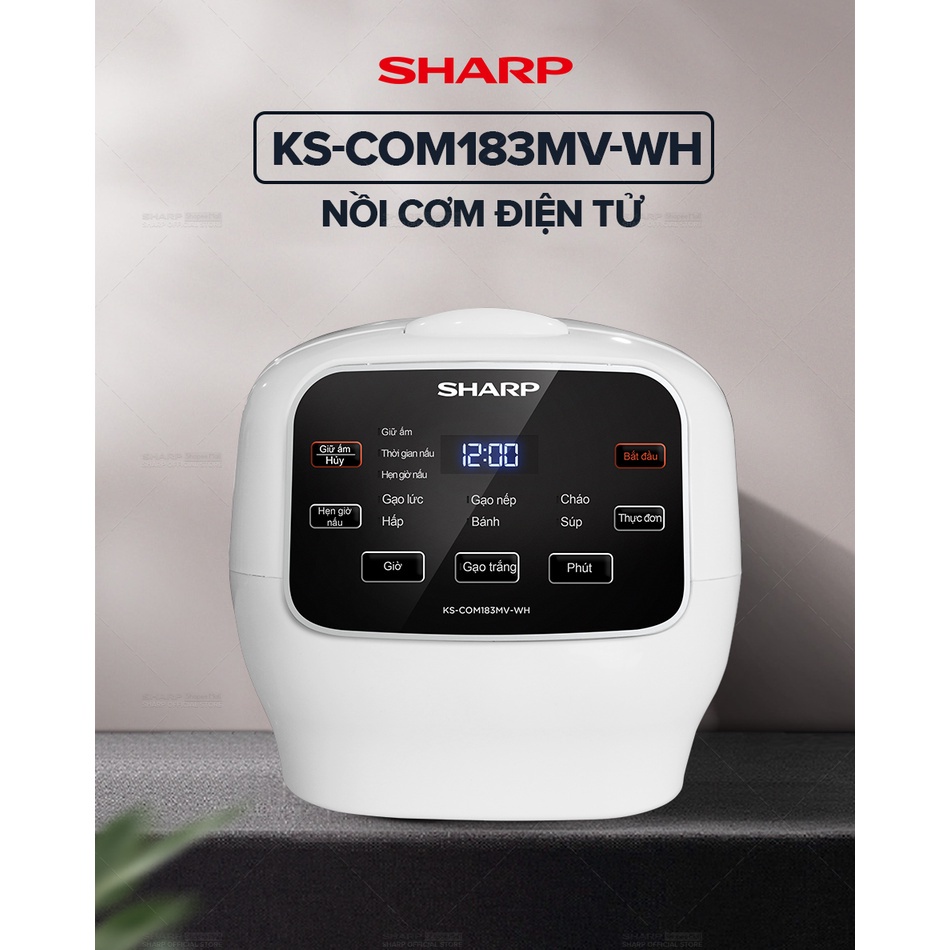 [Sharp COM183MV] Nồi Cơm Điện Tử Sharp KS-COM183MV-WH 1.8L