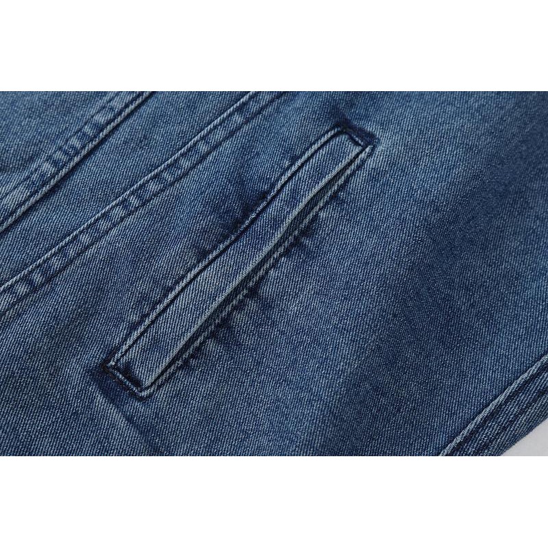 Áo Khoác Denim Dáng Rộng Phối Màu Tương Phản Thời Trang Xuân Thu Cho Nữ 2021