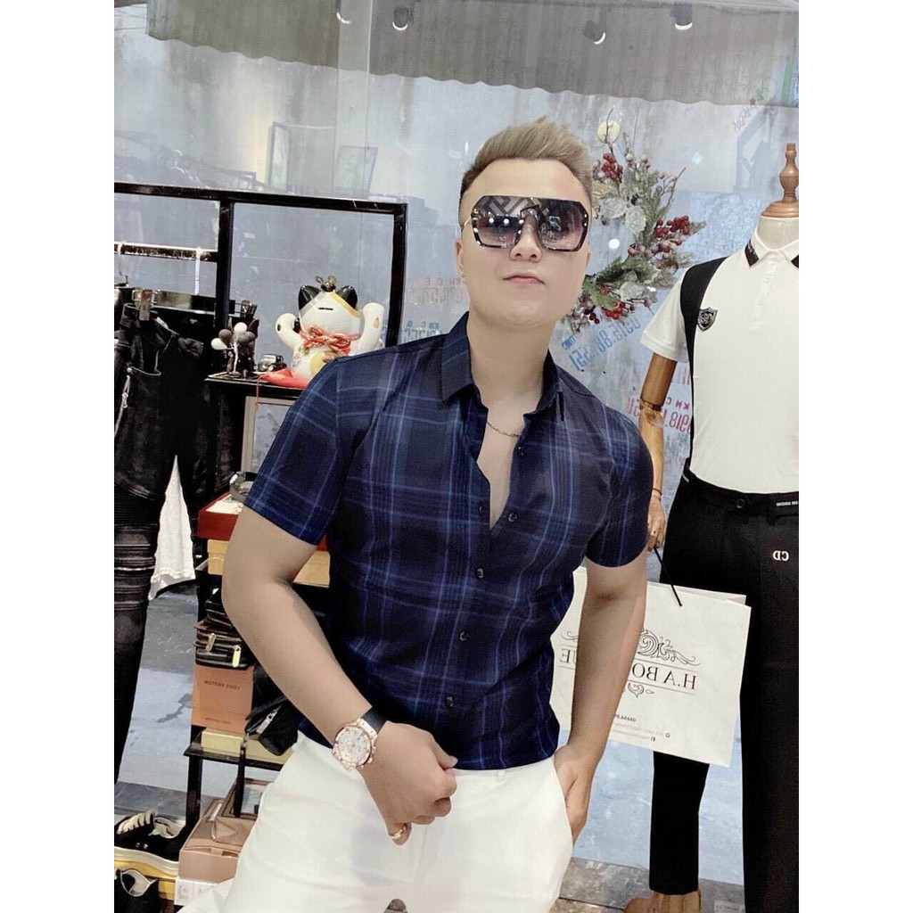 Áo sơ mi Nam ngắn tay thời trang lịch lãm, phối caro nhiều màu trẻ trung cho chàng dạo phố | BigBuy360 - bigbuy360.vn