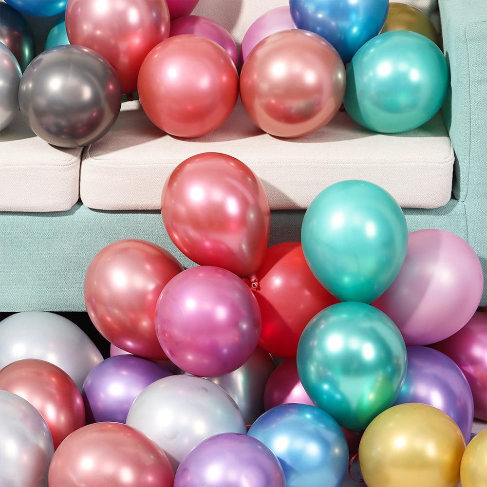 Set 1 50 Bong Bóng Cao Su 5 Inch Dày Dặn Màu Chrome Trang Trí Tiệc Cưới Cho Bé