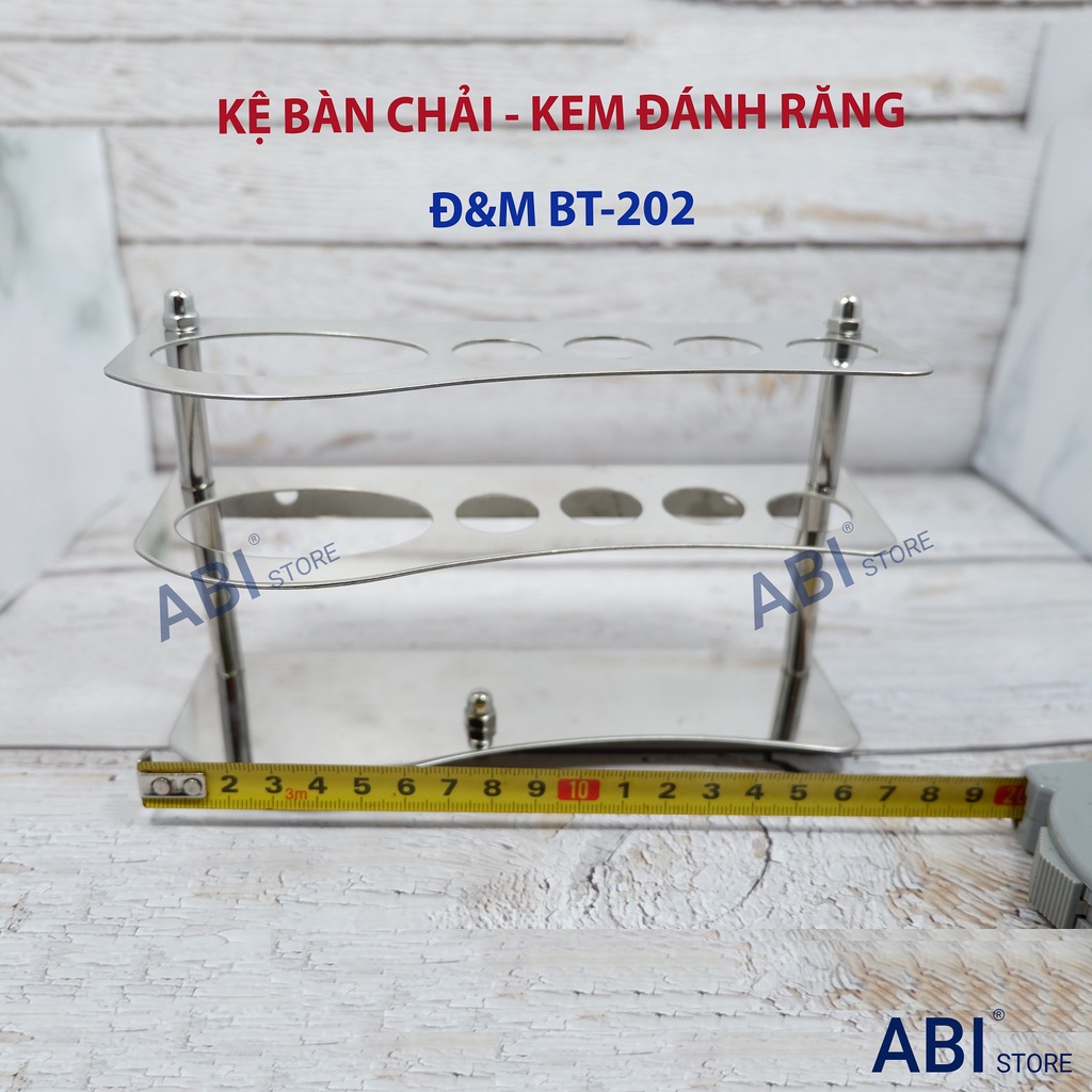 Kệ cắm bàn chải, kem đánh răng Đ&amp;M BT-202 nhà tắm inox cao cấp kèm ốc vít