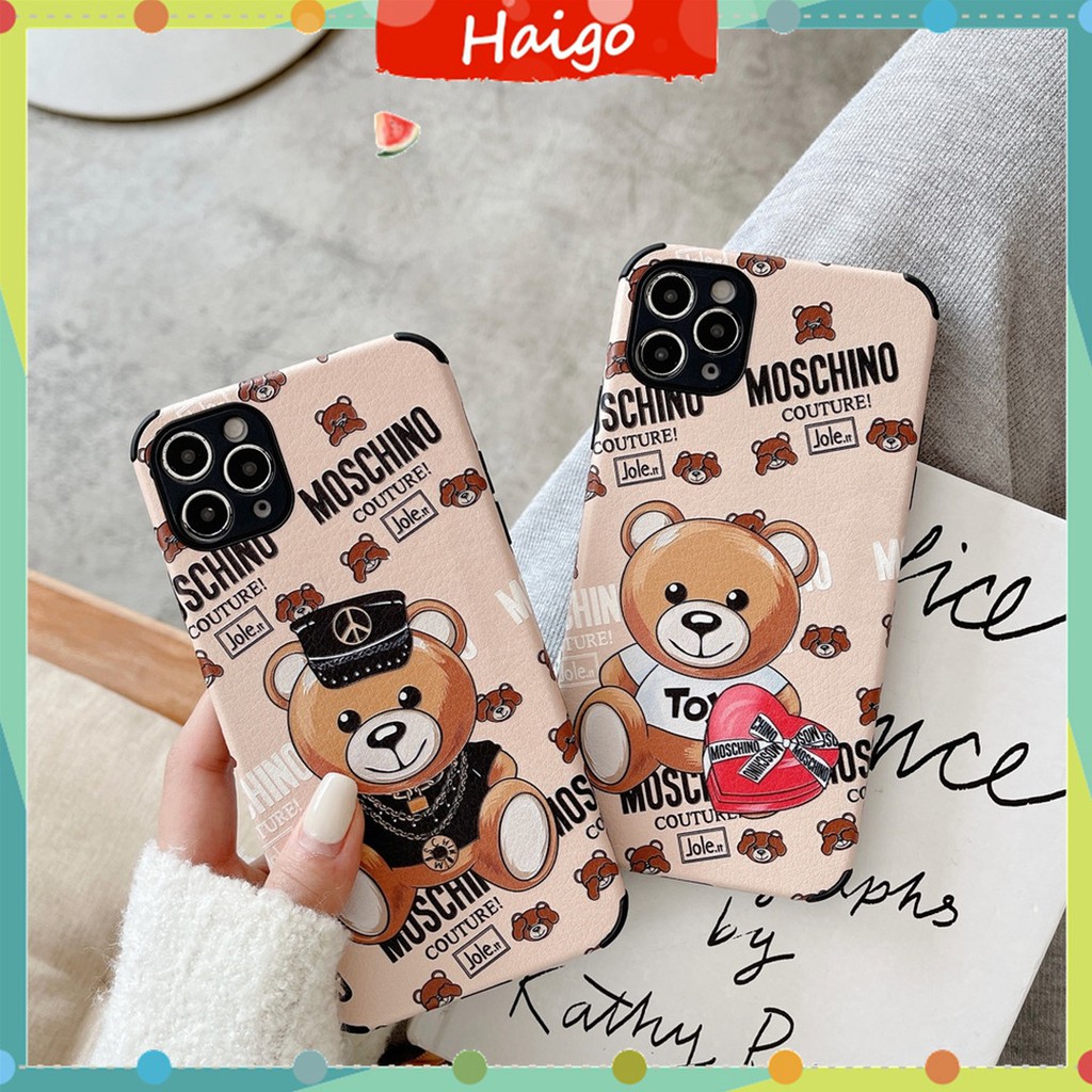Ốp điện thoại Hình Gấu Moschino Bear Cho dòng Iphone13 12 Mini 11 Pro Max 6 / 6s 7 / 8plus Se2 X / Xs Xr Xsmax # Hg3691