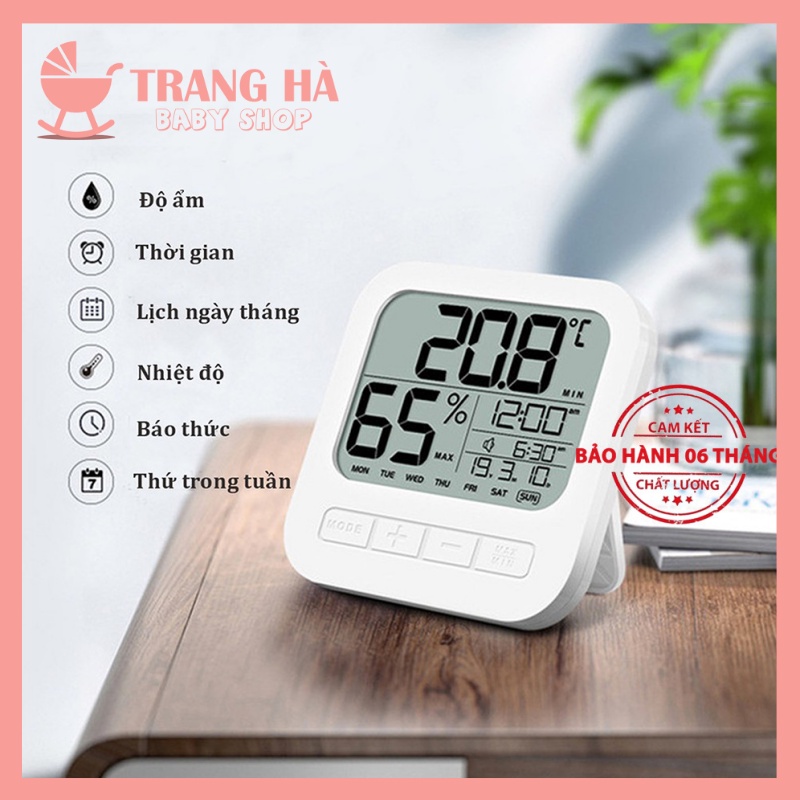 ⚡BH 6 Tháng, Tặng Pin⚡ Nhiệt Ẩm Kế Điện Tử Đa Năng 6 Trong 1 Đo Nhiệt Độ Và Độ Ẩm Phòng Ngủ Cho Bé, Bảo Hành 6 Tháng