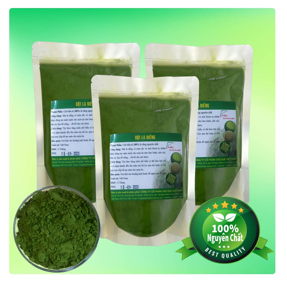 Bột rá riềng khô mịn 100g, 200g, 300g, 500g sấy lạnh nguyên Chất 100% từ lá riềng nguyên liệu dùng gói bánh chưng tết