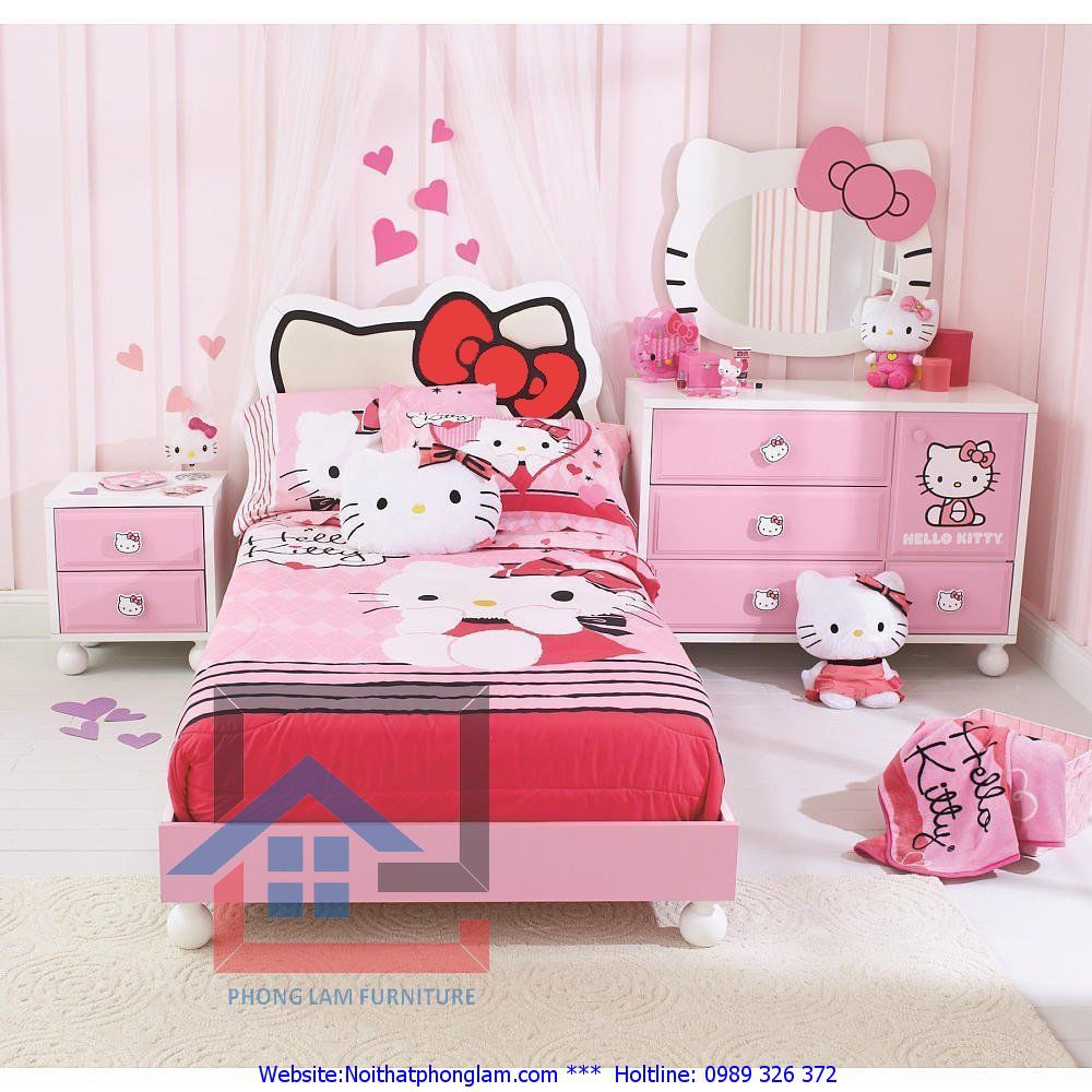 Giường cho bé hình Hello Kitty