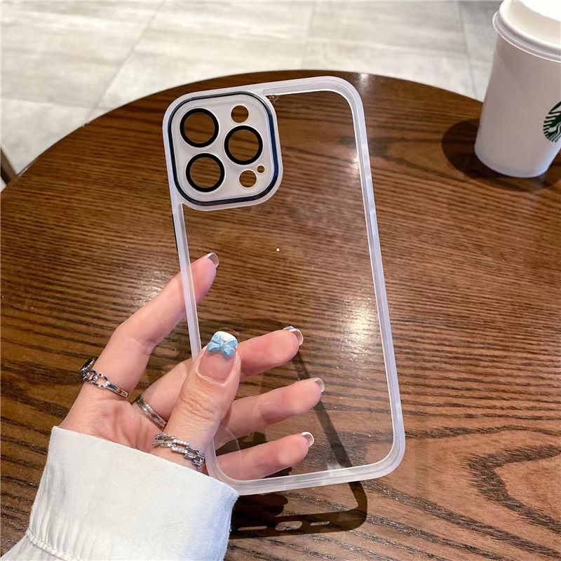 Ốp Điện Thoại Silicon acrylic Cứng Trong Suốt Bảo Vệ Ống Kính Máy Ảnh Sang Trọng Cho iPhone 11 12 13 14 Pro max
