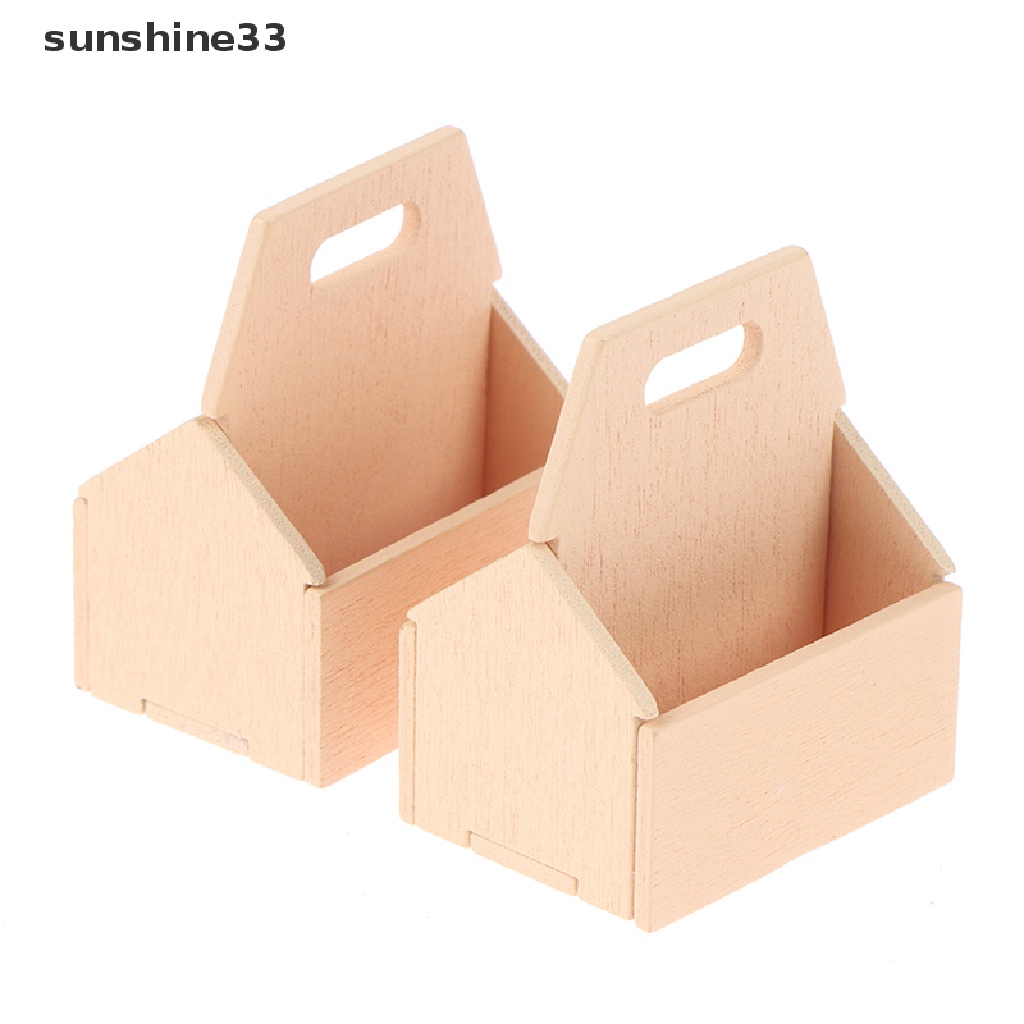 Giỏ đựng trái cây/ thức ăn bằng gỗ tỉ lệ 1 / 12 trang trí nhà búp bê