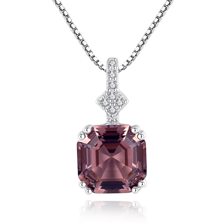 Dây Chuyền Bạc Nữ S925 Mặt Vuông Đính Đá Nâu Cao Cấp DB2391-Bảo Ngọc Jewelry