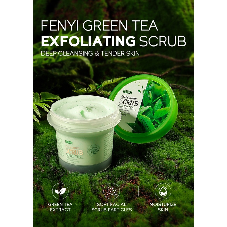 Kem Tẩy Tế Bào Chết Fenyi Chiết Xuất Trà Xanh Hỗ Trợ Giảm Mụn Làm Mềm Da 100g
