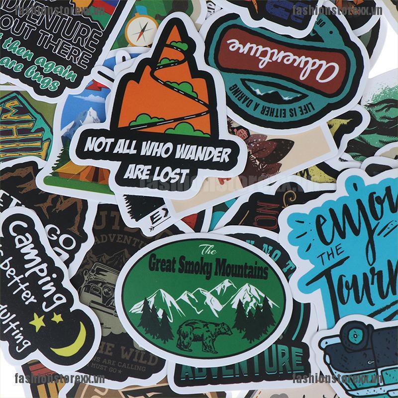 FASSI 50Pcs Camping Landscape Sticker Outdoor Adventure Suitcase Laptop Guitar Sticker VN