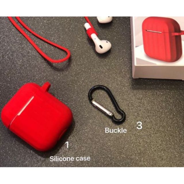 [Mã ELFLASH5 giảm 20K đơn 50K] Combo Ốp silicon kèm dây giữ tai nghe Apple Airpods 1 &amp; 2