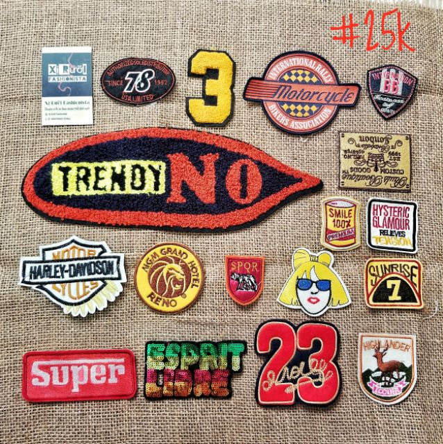 Sticker logo patch ủi/may lên áo khoác , quần jean đồng giá 25k 1 cái