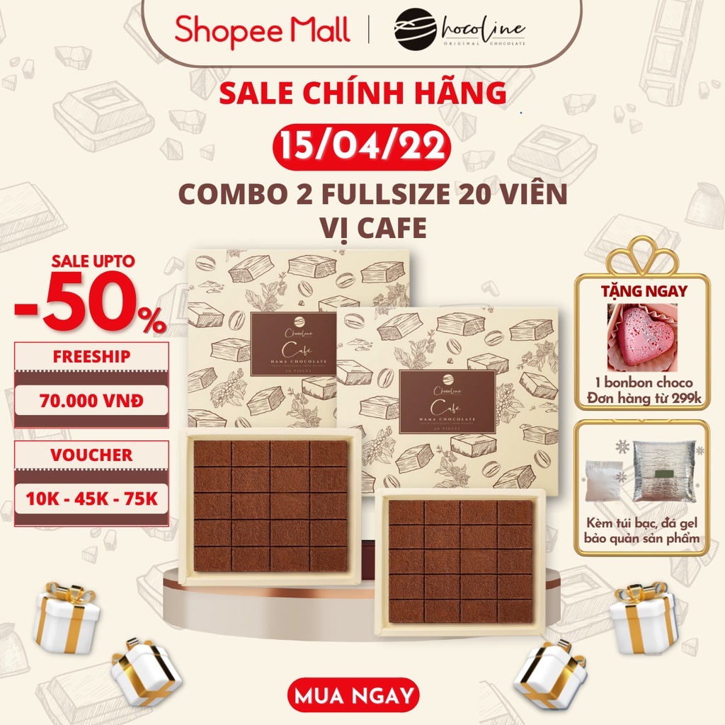 Socola Tươi Chocoline Combo 2 Hộp Fullsize Vị Cafe - Hàng Chính Hãng