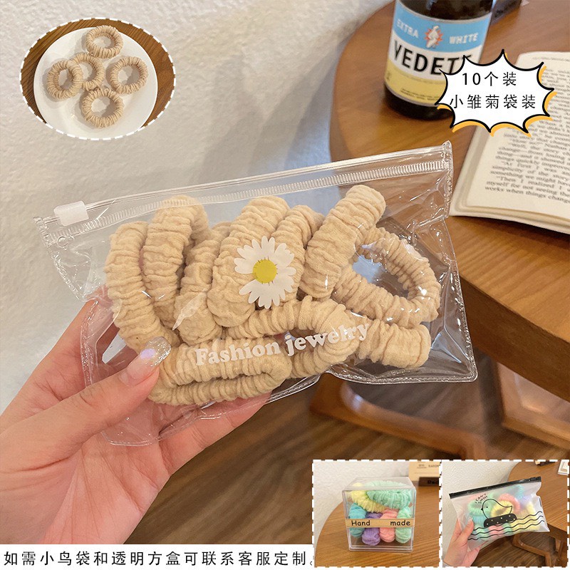 Set 10 Dây Thun Buộc Tóc Nữ Vải Nhiều Màu Cute Cao Cấp Phong Cách Hàn Quốc Dễ Thương Bền Đẹp DC54