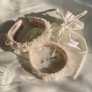 Lily Pearl Headband | Băng đô cài tóc đính hạt cườm | Tặng kèm túi lụa dây rút