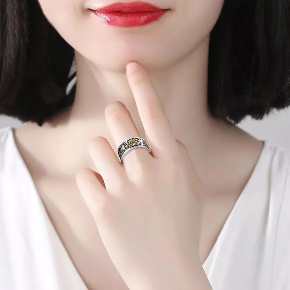 Nhẫn hở phong thủy Pixiu có thể điều chỉnh dành cho nam và nữ