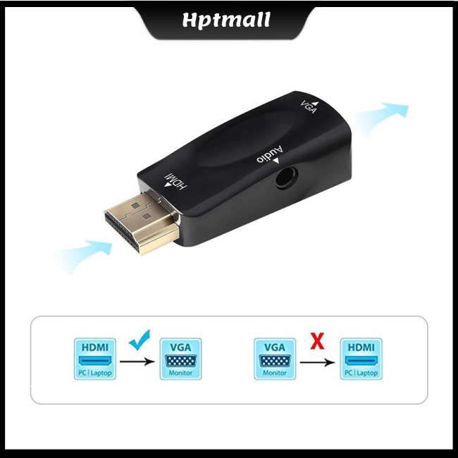 Đầu Chuyển Đổi NTO 1080P HDMI Sang VGA + Đầu Cắm Âm Thanh 3.5Mm full HD Cho PC Laptop