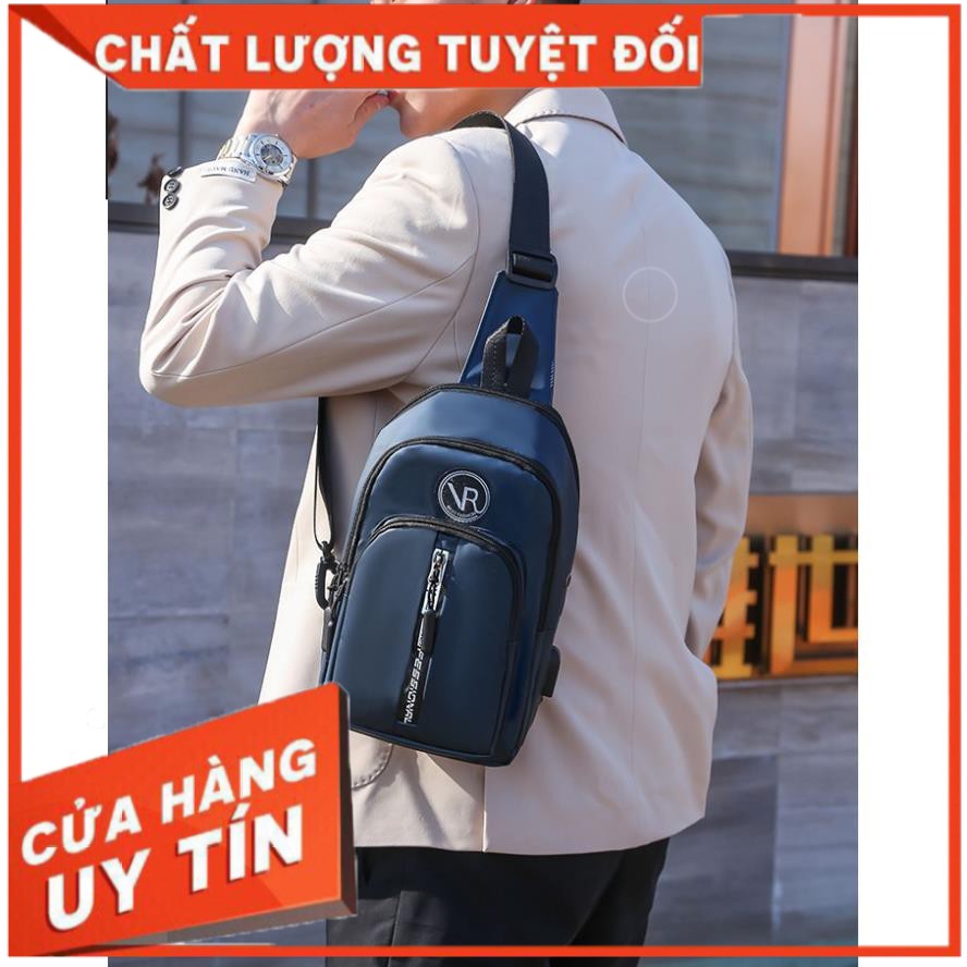 Túi đeo chéo nam VR Classic vải Polyester cao cấp kháng nước, tích hợp cổng sạc USB tiện dụng