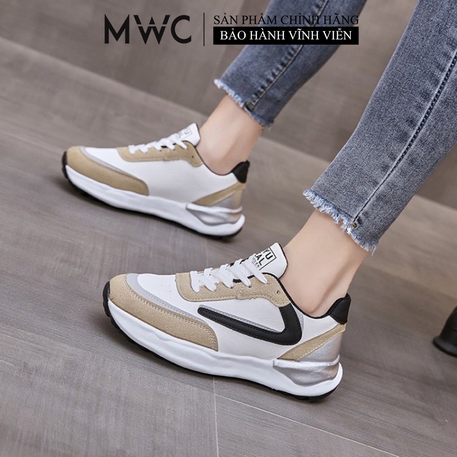 Giày MWC A007 - Giày Thể Thao Nữ, Sneaker Da Đế Cao Phong Cách Năng Động Thời Trang
