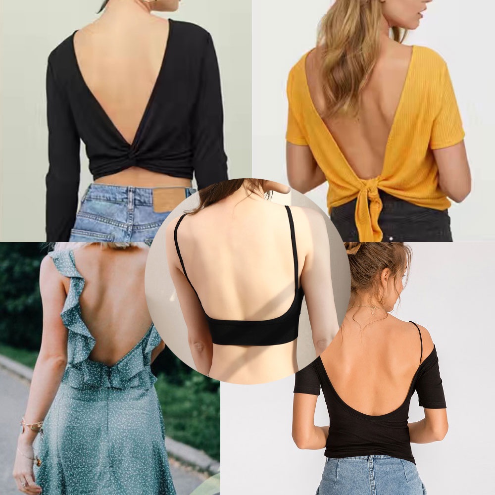 Tank Top U Type Backless Bra Low Back Bralette Wire Free Sexy Seamless Underwear Women Streetwear Crop Top Vest Sports Bras