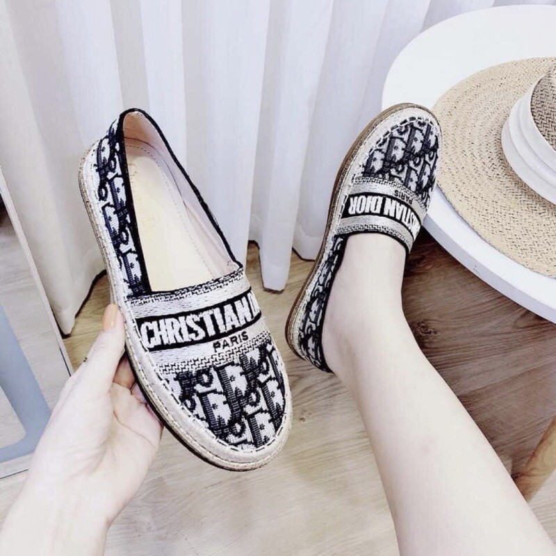 giày hài nữ đẹp giày đế bằng tiện lợi chữ pari chất vải đi êm mã t309