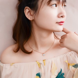 Dây Chuyền Titan Nữ Hàn Quốc Đính Đá Zircon Đơn Phong Cách Ins 18K Không Đen TT 1652