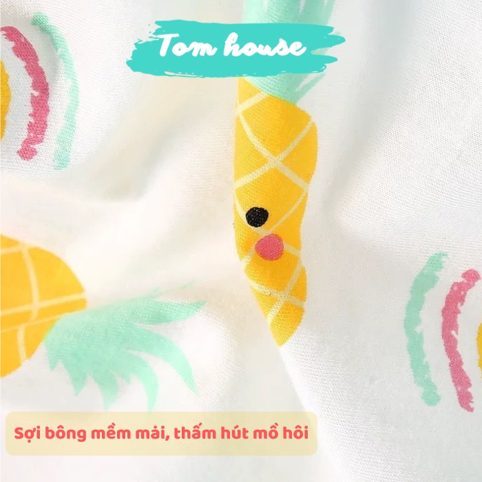 Bộ Bodysuit Tay Bèo Bé Gái Vải Thông Hơi Mỏng Mát Mùa Hè Tôm House