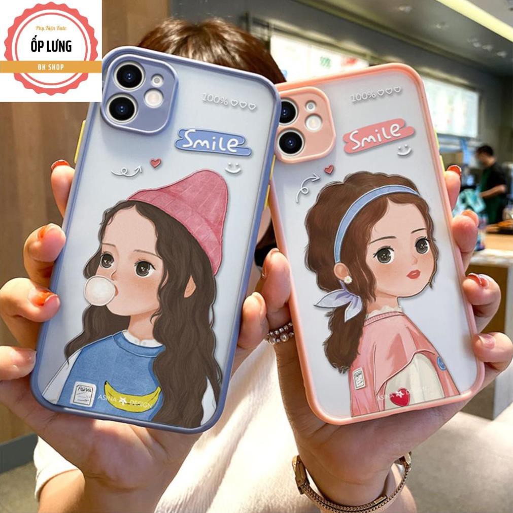 [OPPO] ỐP LƯNG NHÁM CHỐNG SOCK, VA ĐẬP BẢO VỆ CAMERA GIRL SMILE - G102