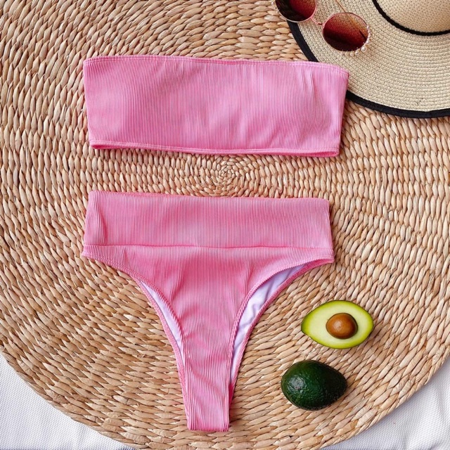 [BKN756] &lt;ÂU&gt; SET BIKINI QUÂY VẢI GÂN HỒNG/ĐEN/XANH BLUE (CẠP CAO)