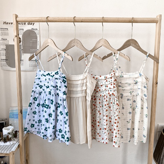 ✿ Koffi Camisole ✿ - Áo hai dây xếp li cotton mỏng mát phong cách Hàn Quốc