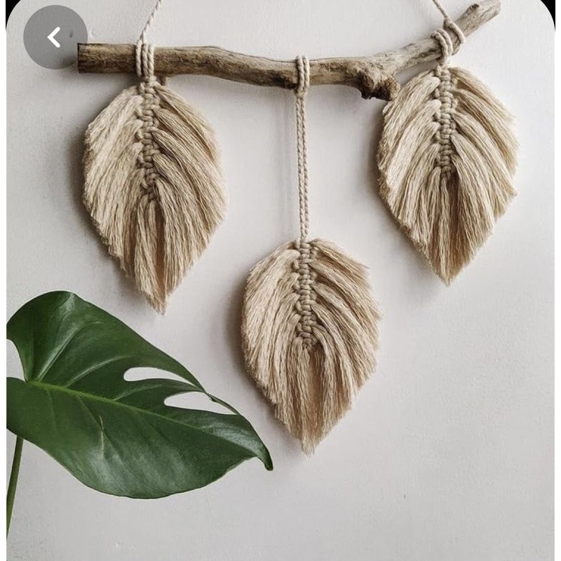 [Giá ưu đãi] Macrame 5 lá treo trang trí nhà kèm thanh gỗ