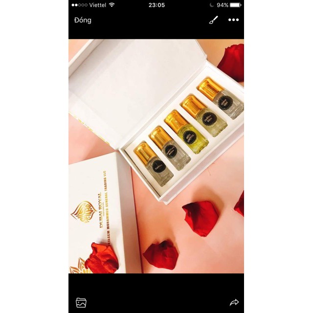 Set lăn tinh dầu 5 mùi nữ(nam) hàng chuẩn 100% tinh dầu nước hoa Du bai