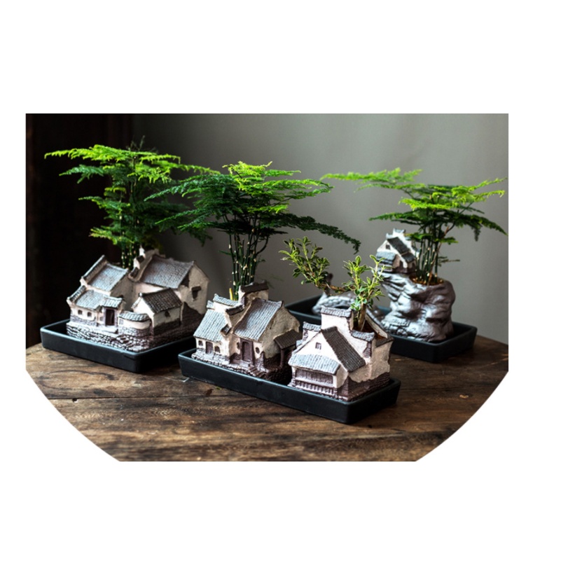 Khay gốm đặt nhà cổ trông cây  trang trí bàn trà tiểu cảnh bonsai mini